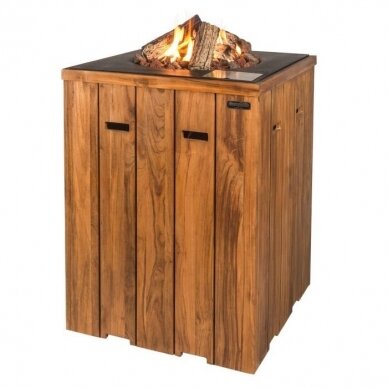 HAPPY COCOONING BARTABLE TEAK BLACK outdoor gas fireplace