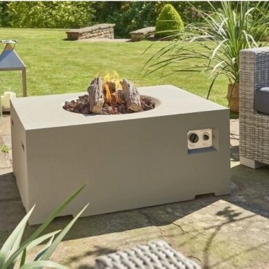 HAPPY COCOONING RECTANGULAR TAUPE outdoor gas fireplace