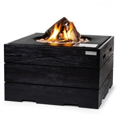 HAPPY COCOONING SQUARE BLACK TEAK BLACK газовый напольный камин