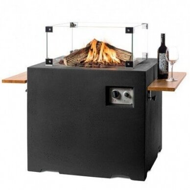 HAPPY COCOONING SQUARE LOUNGE DINING BLACK outdoor gas fireplace