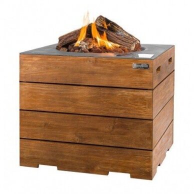 HAPPY COCOONING SQUARE LOUNGE DINING TEAK BLACK outdoor gas fireplace