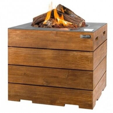 HAPPY COCOONING SQUARE LOUNGE DINING TEAK GREY outdoor gas fireplace