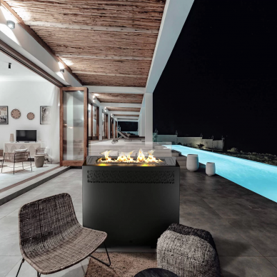 HITZE FUENTE L outdoor gas fireplace