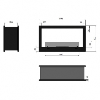 INFIRE 2SIDE 900 bioethanol built-in fireplace 1