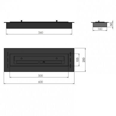 INFIRE INBOX 600 BLACK iebūvēts biokamīns 5