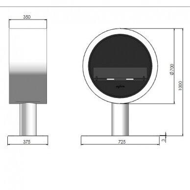 INFIRE INCYRCLE 2SIDE BLACK переносной биокамин 2