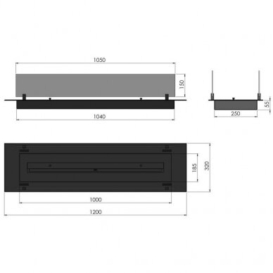 INFIRE INSERT 1200 BLACK sisseehitatav biokamin 2