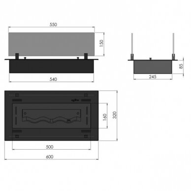 INFIRE INSERT 600 BLACK sisseehitatav biokamin 4