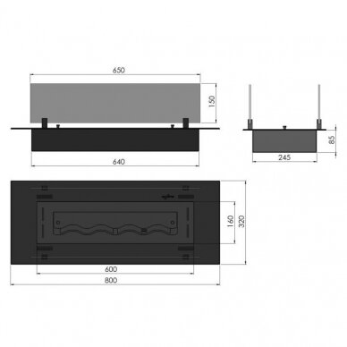 INFIRE INSERT 800 BLACK sisseehitatav biokamin 3