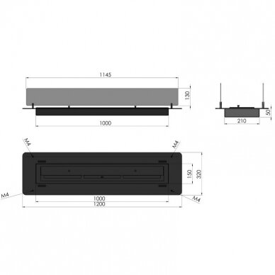 INFIRE INSERT BLACK 1000 биокамин встраиваемый 5