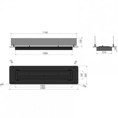 INFIRE INSERT BLACK 1200 sisseehitatav biokamin 8