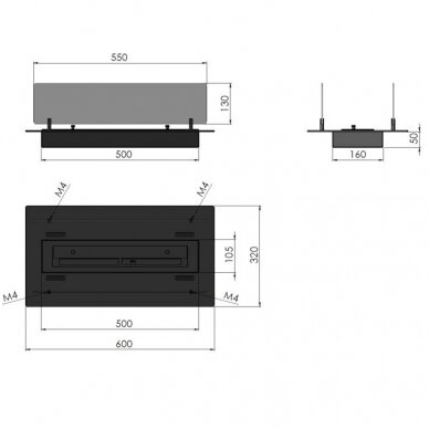 INFIRE INSERT BLACK 600 sisseehitatav biokamin 4