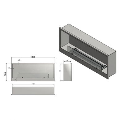 INFIRE INSIDE 1200 BLACK bioethanol fireplace wall-mounted-insert 1