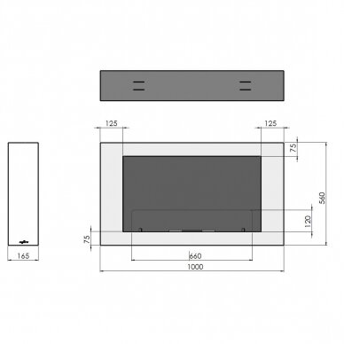 INFIRE MURALL 1000 BLACK bioethanol fireplace wall-mounted 1