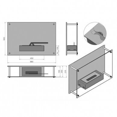 KAMI E-SAN bioethanol fireplace wall-mounted 2