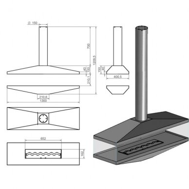 KAMI EGON TOP ceiling mounted bioethanol fireplace 2