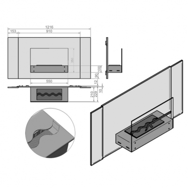 KAMI ELBRUS bioethanol fireplace wall-mounted 1