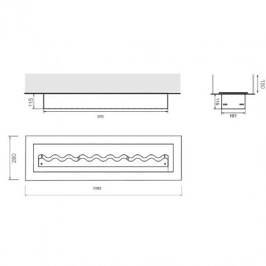 KAMI FALA 1000x200 GLASS sisseehitatav biokamin 1