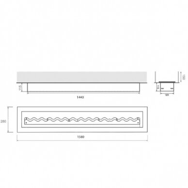 KAMI FALA 1500x200 GLASS sisseehitatav biokamin 1