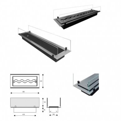 KAMI FALA 500x160 GLASS биокамин встраиваемый 1