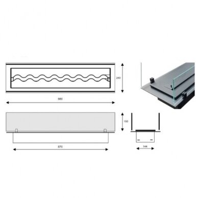 KAMI FALA 900x160 GLASS sisseehitatav biokamin 1