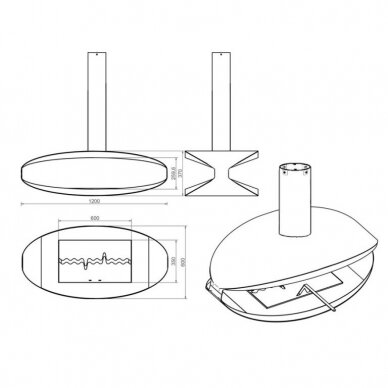 KAMI HUALALAI TUBE ceiling mounted bioethanol fireplace 2