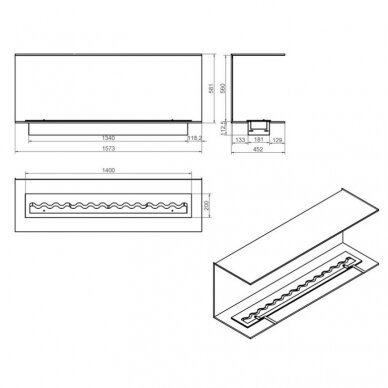 KAMI IZALKO 1573X560X452 bioethanol built-in fireplace 1