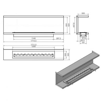 KAMI IZALKO 1714X524X340 bioethanol built-in fireplace 1