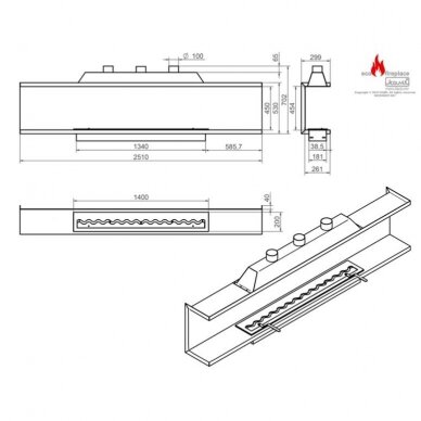 KAMI IZALKO 2510X530X299 bioethanol built-in fireplace 1