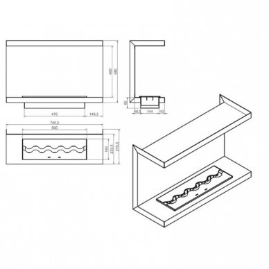 KAMI IZALKO 750x480x270 bioethanol built-in fireplace 2