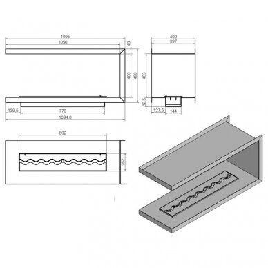 KAMI NEGRO 1095x490x400 bioethanol built-in fireplace