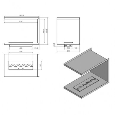 KAMI NEGRO 650x500x420 bioethanol built-in fireplace