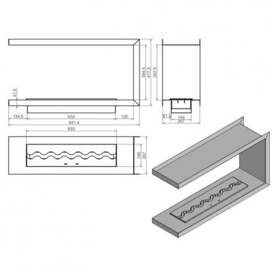 KAMI NEGRO 941x267x478 bioethanol built-in fireplace