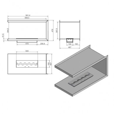 KAMI NEGRO 941x467x478 bioethanol built-in fireplace