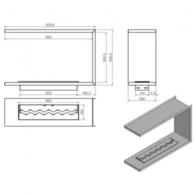 KAMI NEGRO 980x600x300 биокамин встраиваемый 1