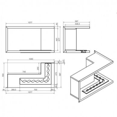 KAMI NILA 1040x620x500 R bioethanol built-in fireplace 2