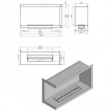 KAMI NILA 1062x589x323 L bioethanol built-in fireplace 1