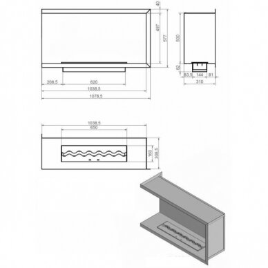 KAMI NILA 1078x577x310 L biokamin sisseehitatav 1