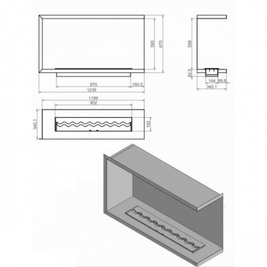 KAMI NILA 1236x675x345 L bioethanol built-in fireplace 1