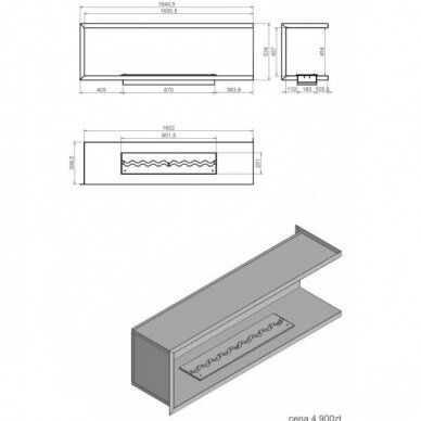 KAMI NILA 1600x400x454 L bioethanol built-in fireplace 1