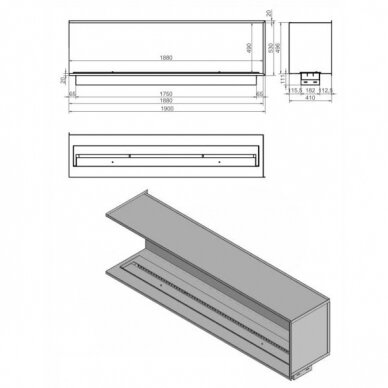 KAMI NILA 1900x530x410 L biokamin sisseehitatav 1