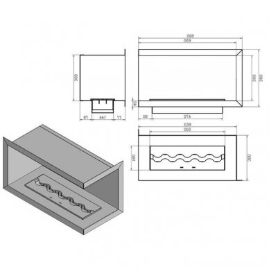 KAMI NILA 690X380X300 R bioethanol built-in fireplace 1