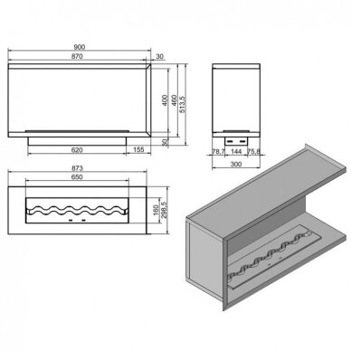 KAMI NILA 900X505X310 R bioethanol built-in fireplace 1