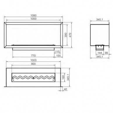 KAMI PELE 1000x390x345 bioethanol built-in fireplace 1