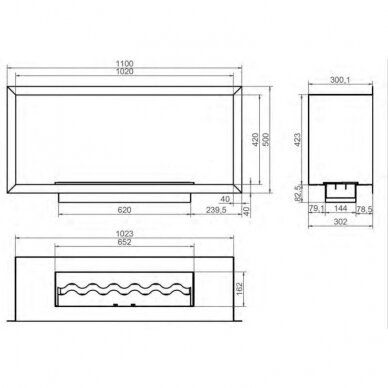 KAMI PELE 1020x420x300 iebūvēts biokamīns 1