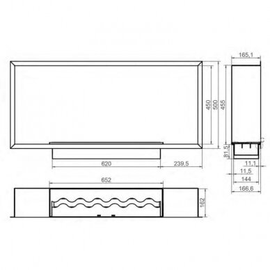 KAMI PELE 1050x450x166 bioethanol built-in fireplace 1