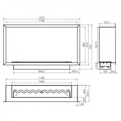 KAMI PELE 1190x590x270 bioethanol built-in fireplace 1