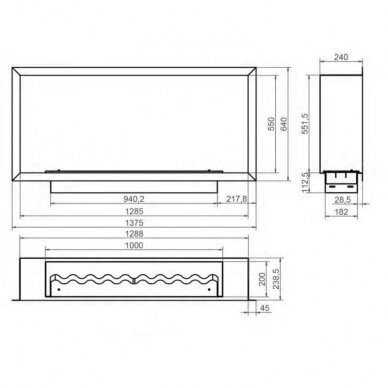 KAMI PELE 1285x550x240 биокамин встраиваемый 1