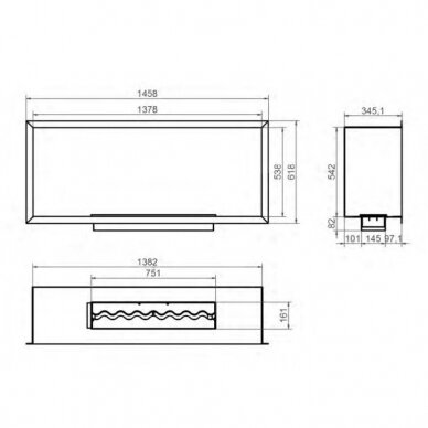 KAMI PELE 1380x540x345 bioethanol built-in fireplace 1