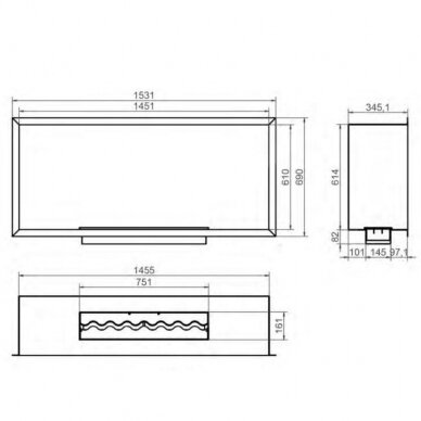 KAMI PELE 1455x610x345 bioethanol built-in fireplace 1